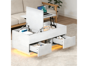 Table basse rectangulaire coloris blanc <strong>KORFEE</strong> <strong></strong> - 45 cmx100 cm