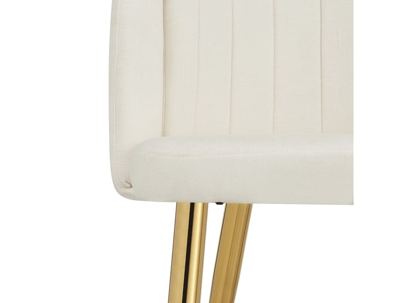  Chaise de salle à manger pieds réglables chaise de cuisine siège rembourré dossier incurvé cadre métal doré charge maximale de 125 kg coloris blanc  - Conforama C