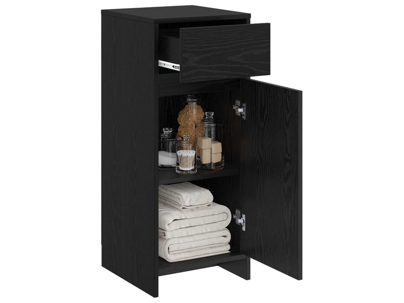  Armoire de salle de bain, meuble de rangement chêne noir 35x36.5x85 cm  - Conforama C