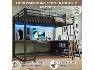 Lit mezzanine 120x200 cm coloris bicolore