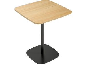 Petite table à manger carrée 60x60 cm mdf, base en métal, naturel et noir