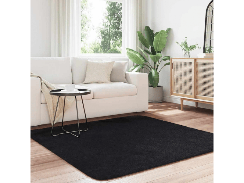  Tapis shaggy à poils longs navarra noir 160x160 cm polyester - comfortxl 4102870 - Conforama B