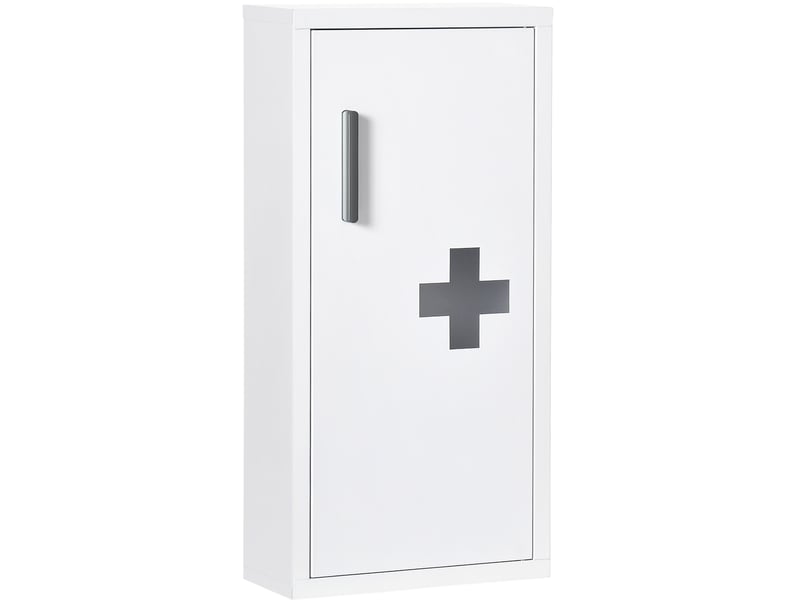  Armoire à pharmacie murale 30 x 12 x 60 cm blanche en acier, 3 compartiments avec fermeture magnétique  - Conforama A