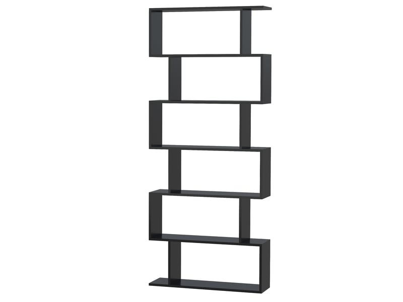  Bibliothèque étagère zig zag design contemporain 80l x 23l x 192h cm 6 niveaux noir  - Conforama B