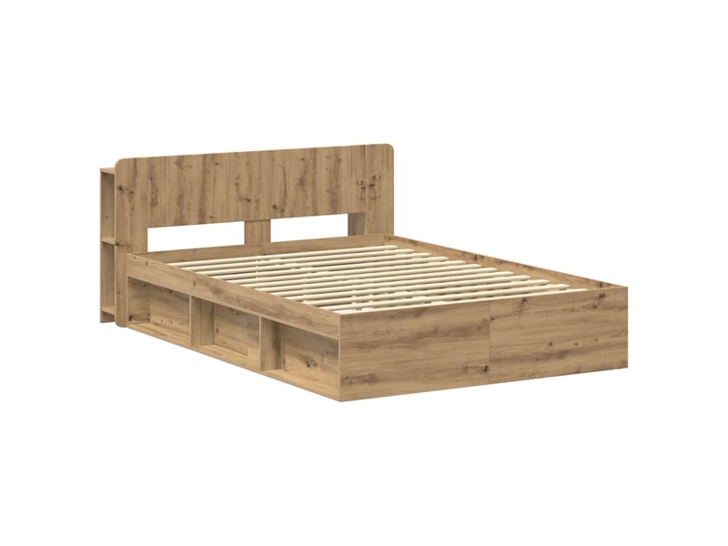 Lit double- lit adulte - cadre de lit avec rangement chêne artisanal 150 x 200 cm - Conforama B