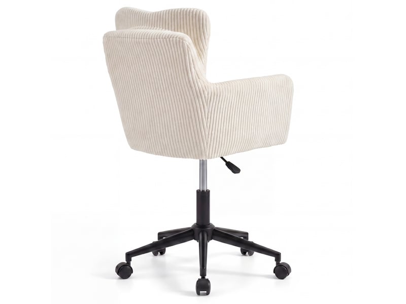  Chaise de bureau zack en velours côtelé beige avec coussin pivotante et hauteur réglable à roulettes  - Conforama D