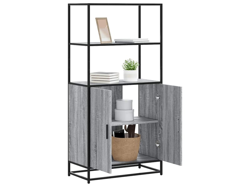  Buffet haut - bahut - meuble de rangement sonoma gris 68x35x139 cm bois d'ingénierie et métal  - Conforama B
