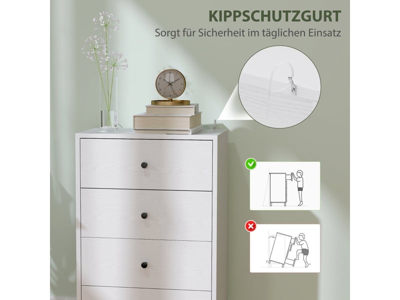 Commode à 4 tiroirs avec protection anti-basculement, style moderne, pour chambre et salon, 47 × 29 × 75 cm - Conforama E