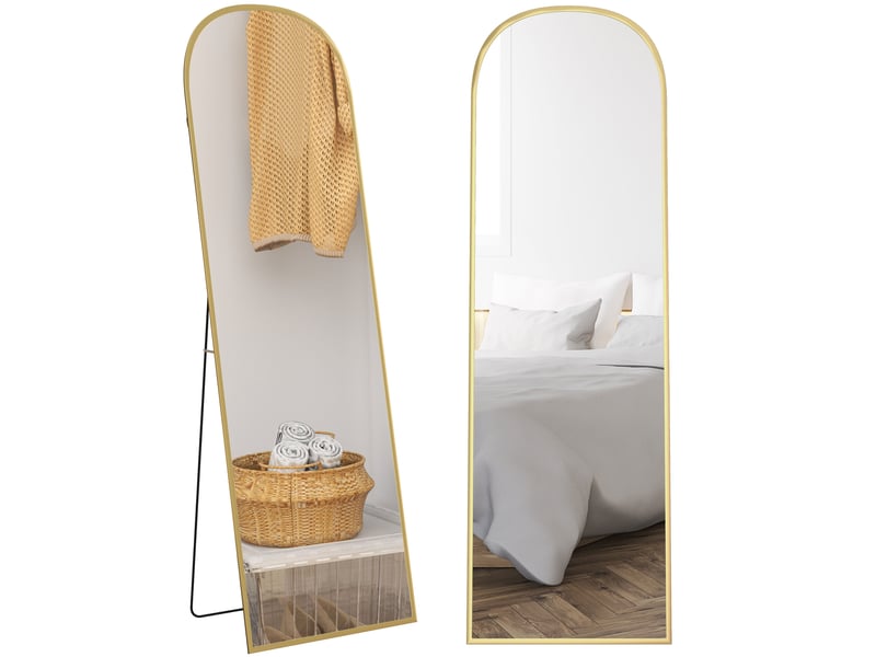  Miroir moderne sur pied et mural en alliage d'aluminium avec support pliable, 50 x 161,5 cm, doré  - Conforama A