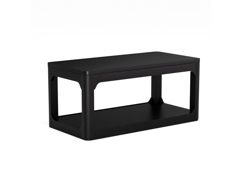  Table basse de salon 100x50x44,5 cm - table basse rectangulaire avec double plateau de rangement épais et structure robuste – mdf - noir  - Conforama A