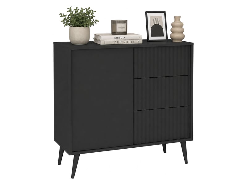  Crédence lemihapa, buffet 3 tiroirs, 91x40x98h cm noir anthracite Lemihapa - Conforama A