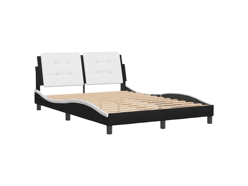  Lit double- lit adulte -  cadre de lit sans matelas zadar noir et blanc 140x200 cm similicuir  - Conforama B