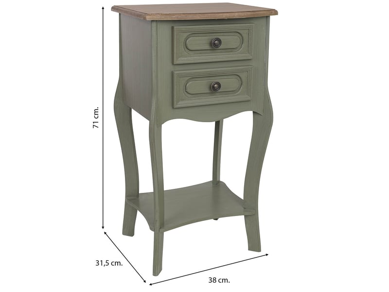  Table de chevet en bois vert 38x31,5x71 cm h  - Conforama C