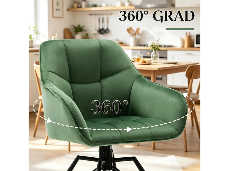  Chaises de salle à manger lot de 2 pivotantes 360° avec accoudoirs  - velours métal vert foncé  - Conforama E