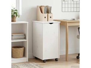 Caisson roulant de bureau blanc 34 x 39 x 65,5 cm bois de pin massif