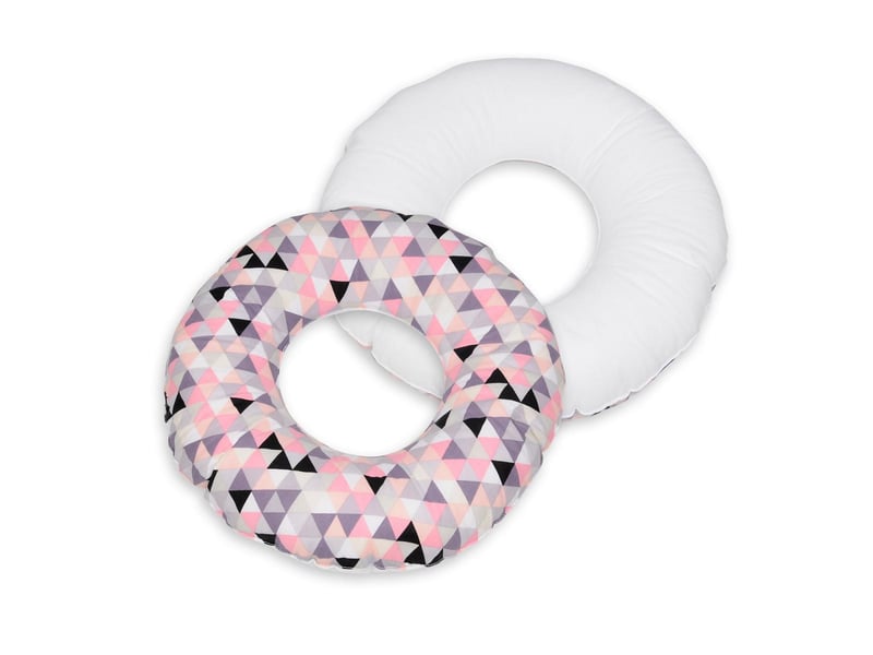  Coussin rond post natal triangles roses  blanc 4200041.1 - Conforama A