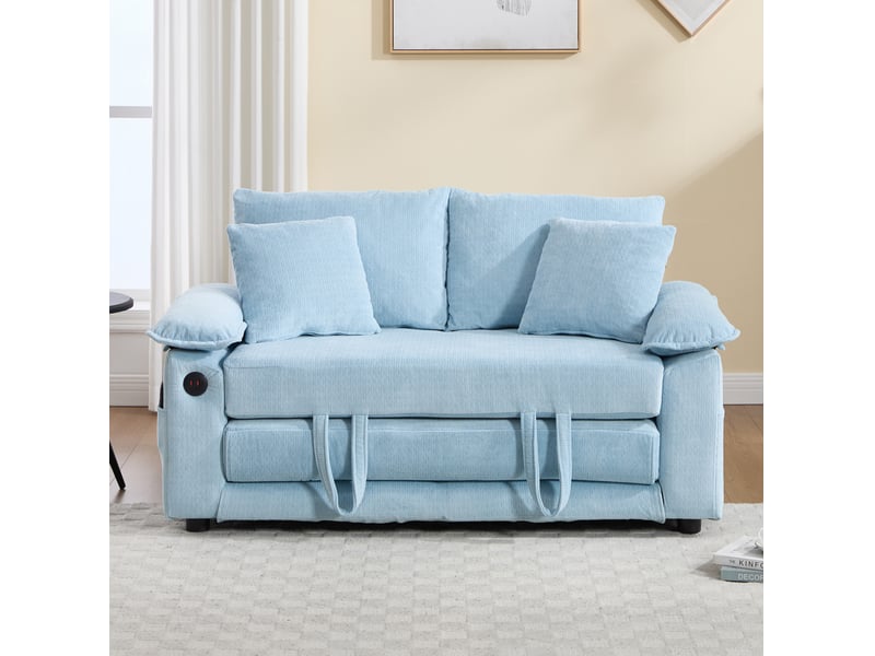  Canapé-lit convertible 3-en-1 2 places 135x66 cm bleu  - Conforama B