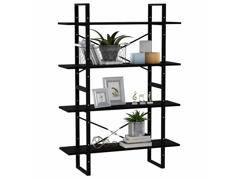 Bibliothèque à 4 niveaux, armoire à livres noir 100x30x140 cm bois de pin massif  - Conforama D