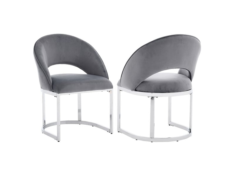  Lot de 2 chaises de salle à manger,59x56x80 cm,velours,gris et argenté  - Conforama A