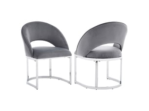 Lot de 2 chaises de salle à manger,59x56x80 cm,velours,gris et argenté
