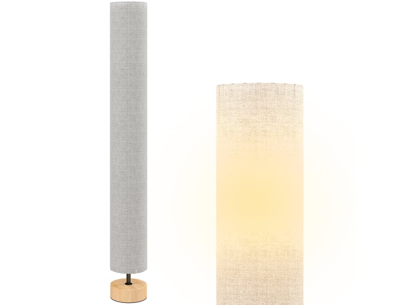  Lampadaire colonne sur pied abat-jour en lin 2 douilles e27 interrupteur au pied salon gris 120 cm T1003-01-11475 - Conforama A