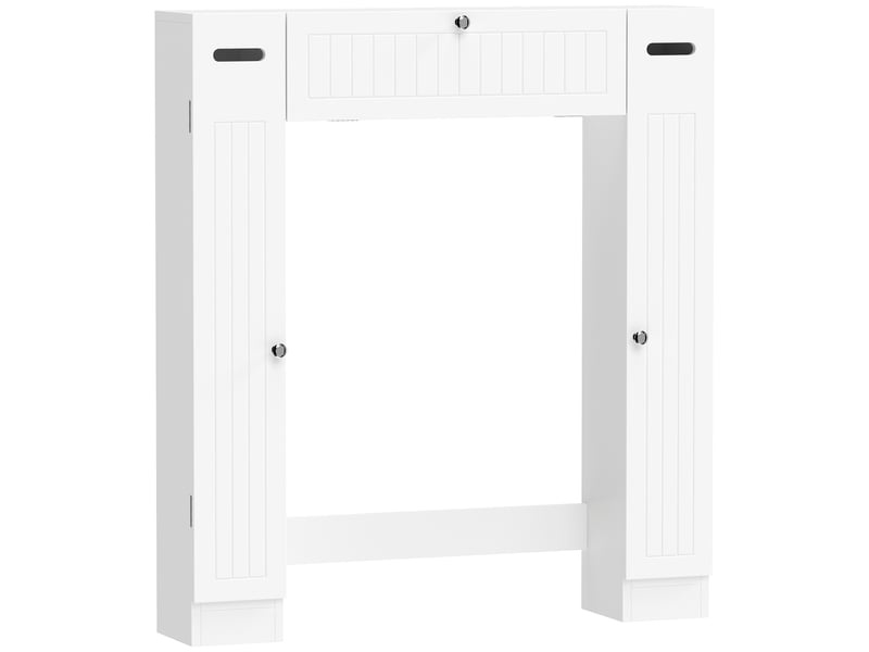 Meuble wc dessus de toilette avec 2 placards, tiroir basculant, blanc, porte-papier et étagères réglables  - Conforama B