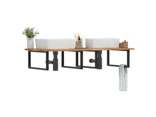 Étagère de vasque | étagère murale acier et bois massif d'acacia shl4638