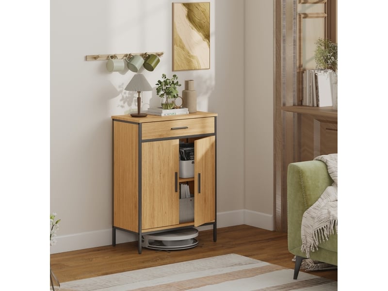  Meuble de salle de bains 2 portes et tiroir style industriel 60 cm evryae  - Conforama C