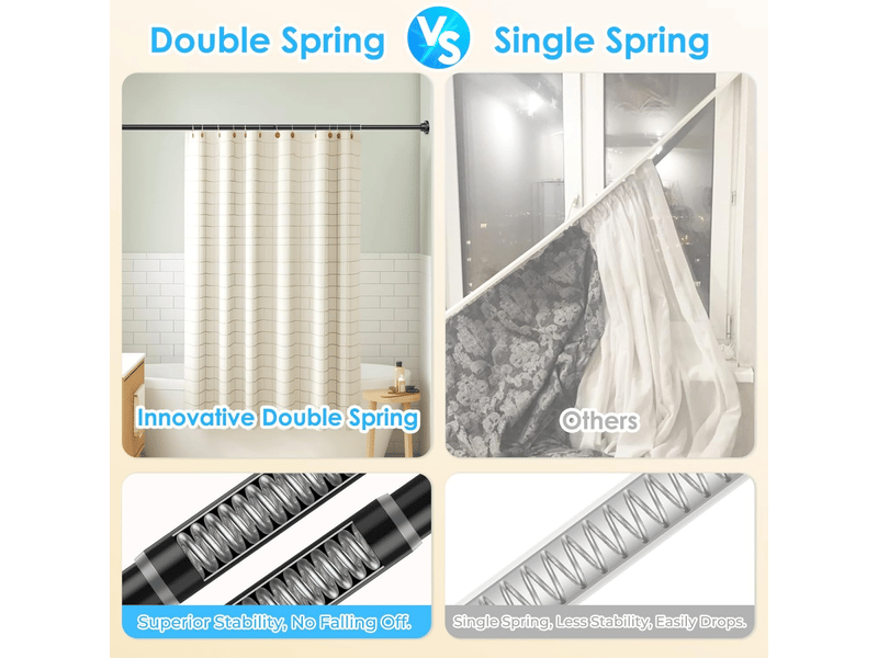  Barre de douche télescopique 110-190 cm, sans perçage, idéale pour salle de bain, fenêtre, armoire, noire  - Conforama D