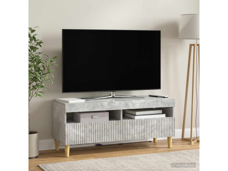  Meuble tv - banc tv - meuble de rangement led gris béton bois d'ingénierie  - Conforama D