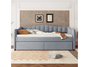 Lit banquette 90x200 cm <strong>ZOVIRA</strong> <strong></strong> coloris gris