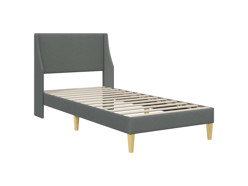  Lit simple- lit adulte -  cadre de lit uni avec tête de lit gris foncé 100 x 200 cm tissu  - Conforama B