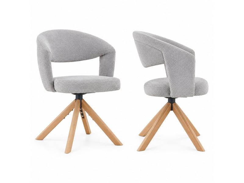  Lot de 2 chaises salle à manger,47x47,5x81,5 cm,pivotantes 360°,tissu,gris  - Conforama A