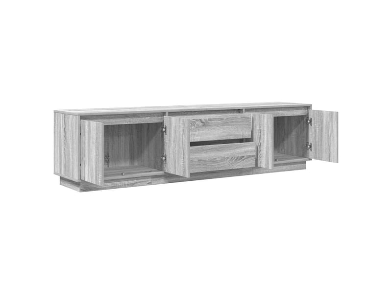  Meuble tv avec lumières led design moderne rangement salon 193,5 x 41 x 50 cm en bois d'ingénierie gris 02_0055843  - Conforama C