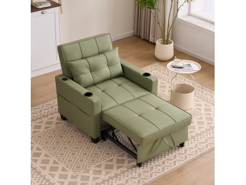 Canapé-lit 3-en-1 extensible – avec porte-gobelets et port usb, fauteuil-lit, fauteuil-lit, fauteuil, parfait pour les petites pièces - Conforama C