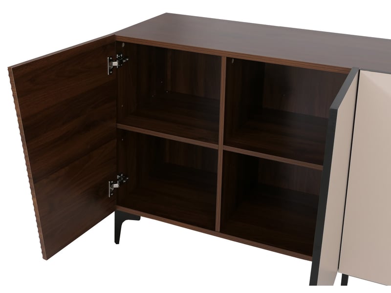 Buffet hwc-q83, commode, portes à structure 3d, compartiments de rangement, mdf mélaminé, 80 x 160 x 42 cm - aspect noyer - Conforama E
