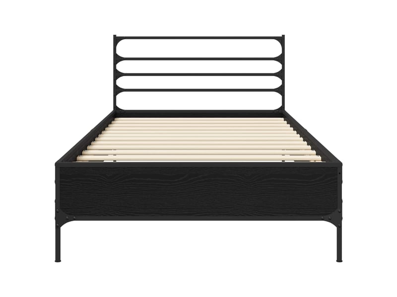 Lit simple- lit adulte - cadre de lit chêne noir 80 x 200 cm bois d'ingénierie - Conforama C