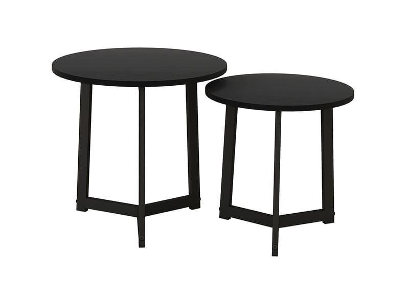  Lot de 2 tables basses rondes gigognes noires evryae  - Conforama A