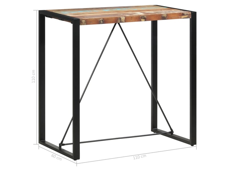  Vidaxl table de bar 110x60x110 cm bois massif de récupération  - Conforama C