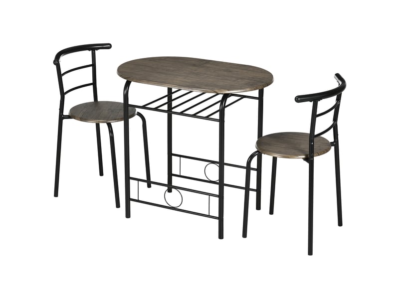  Ensemble bistro, 3 pièces, 1 table, 2 chaises, 80 cm x 53 cm x 74,5 cm, noir  - Conforama A