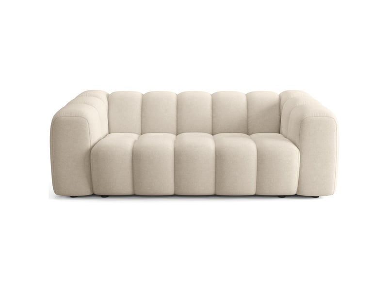 Canapé capitonné convertible 3 places en tissu chenille beige - ouverture express - belleville Belleville - Conforama A
