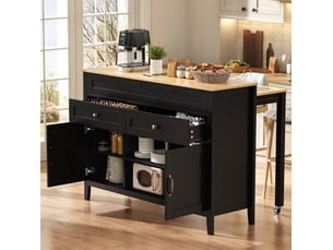 Îlot de cuisine avec table coulissante et rangements 120 cm homvra