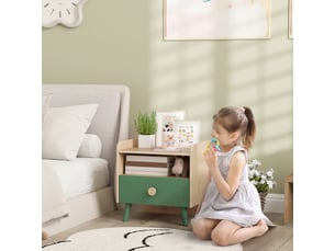 Table de chevet enfant table de nuit enfant avec tiroir et niche, petite table d'appoint en bois pour chambre d'enfant
