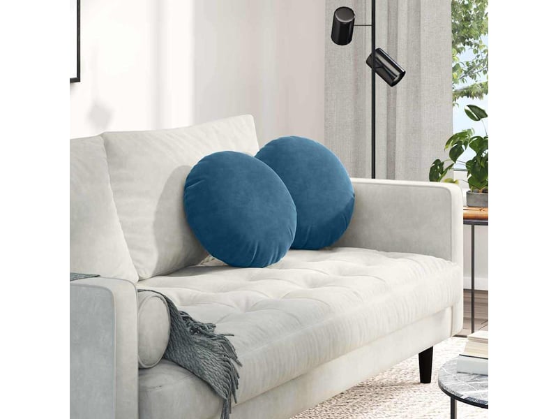  Lot de 2 coussins de siège, coussins décoratifs bleu ø 40 x 13 cm velours cf59924  - Conforama B