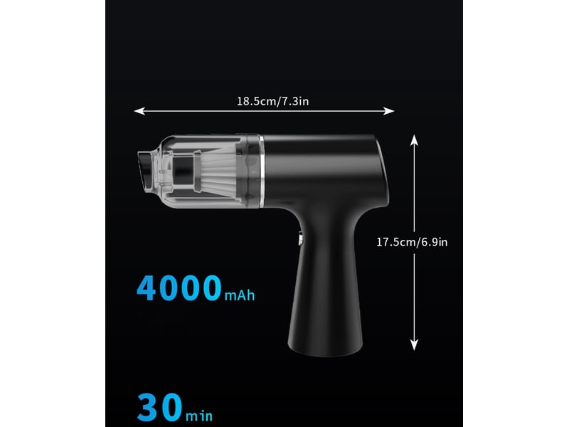 Aspirateur à main 4000pa sans fil mini aspirateur à forte aspiration noir 4 en 1 - Conforama B
