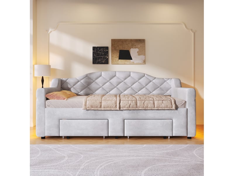  Lit gigogne 90x200 extensible 180x200 avec led gris  - Conforama D