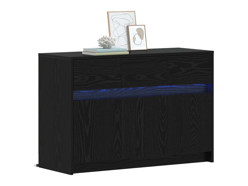  Meuble tv - banc tv - meuble de rangement 91 x 34 x 61 cm chêne noir bois d'ingénierie  - Conforama C