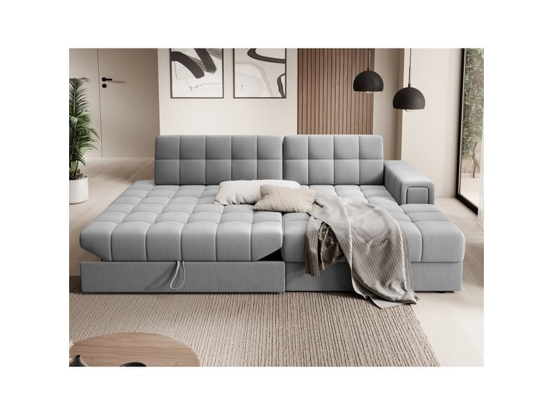  Canapé d'angle convertible cubito gris 240 cm avec coffre et couchage  - Conforama B