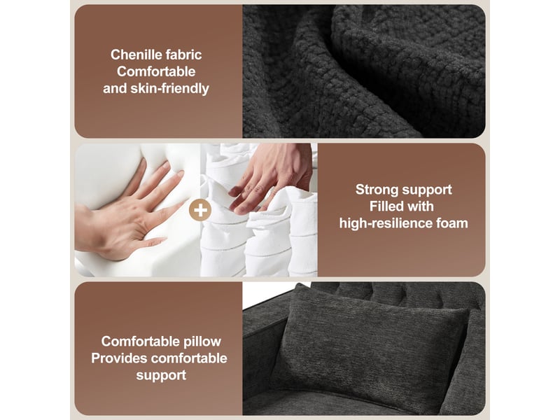  Canapé convertible 2 places gris chenille, canapé lit multifonction avec rangement latéral et usb pour salon moderne  - Conforama W