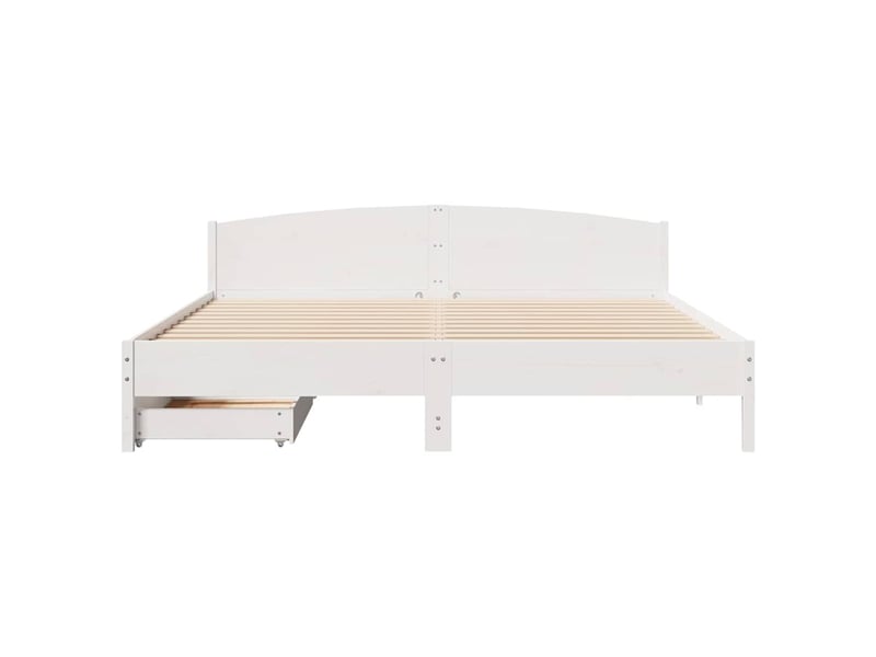 Lit double- lit adulte - cadre de lit sans matelas blanc 180x200 cm bois massif de pin - Conforama C